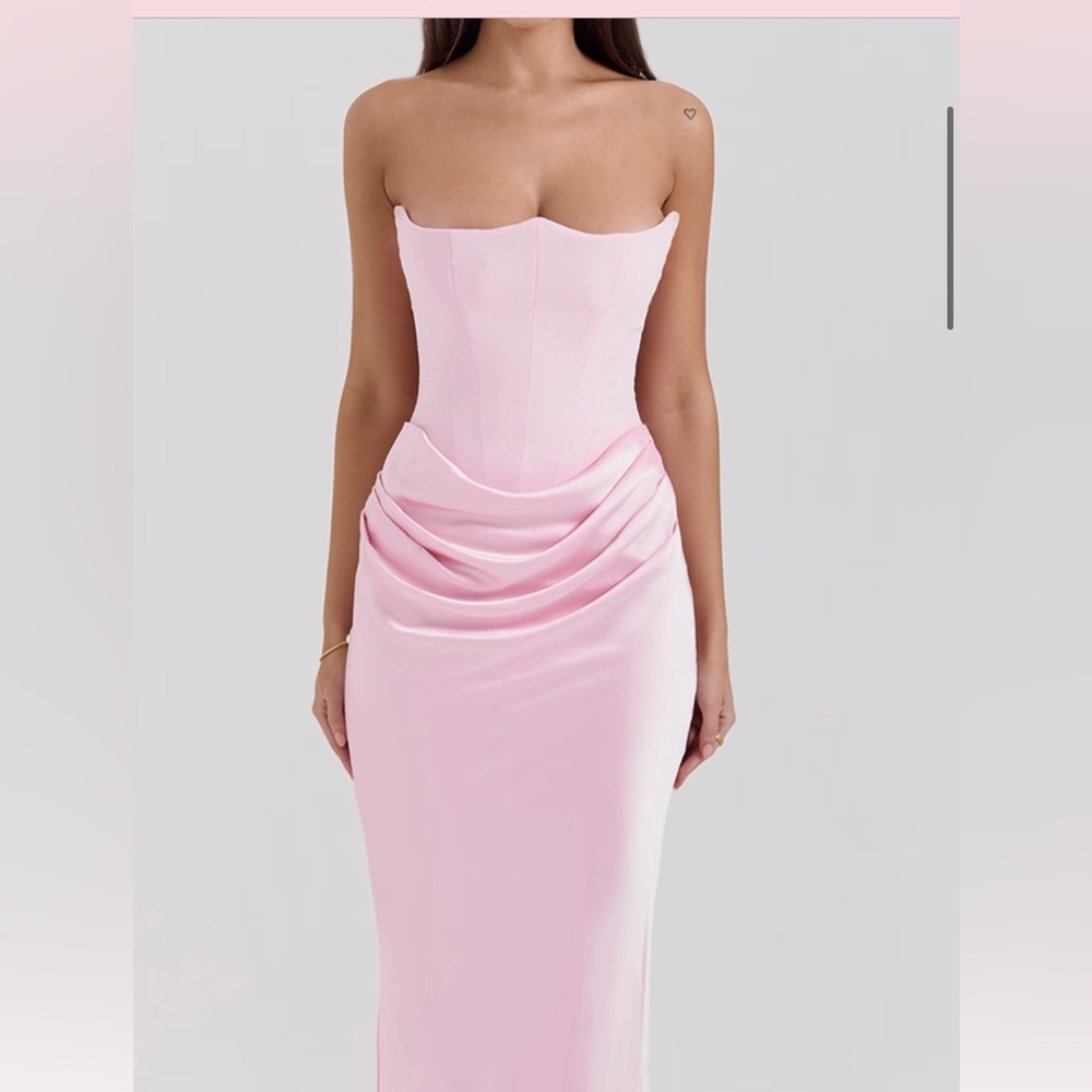 Rose Shadow Strapless Corser Maxi Dress